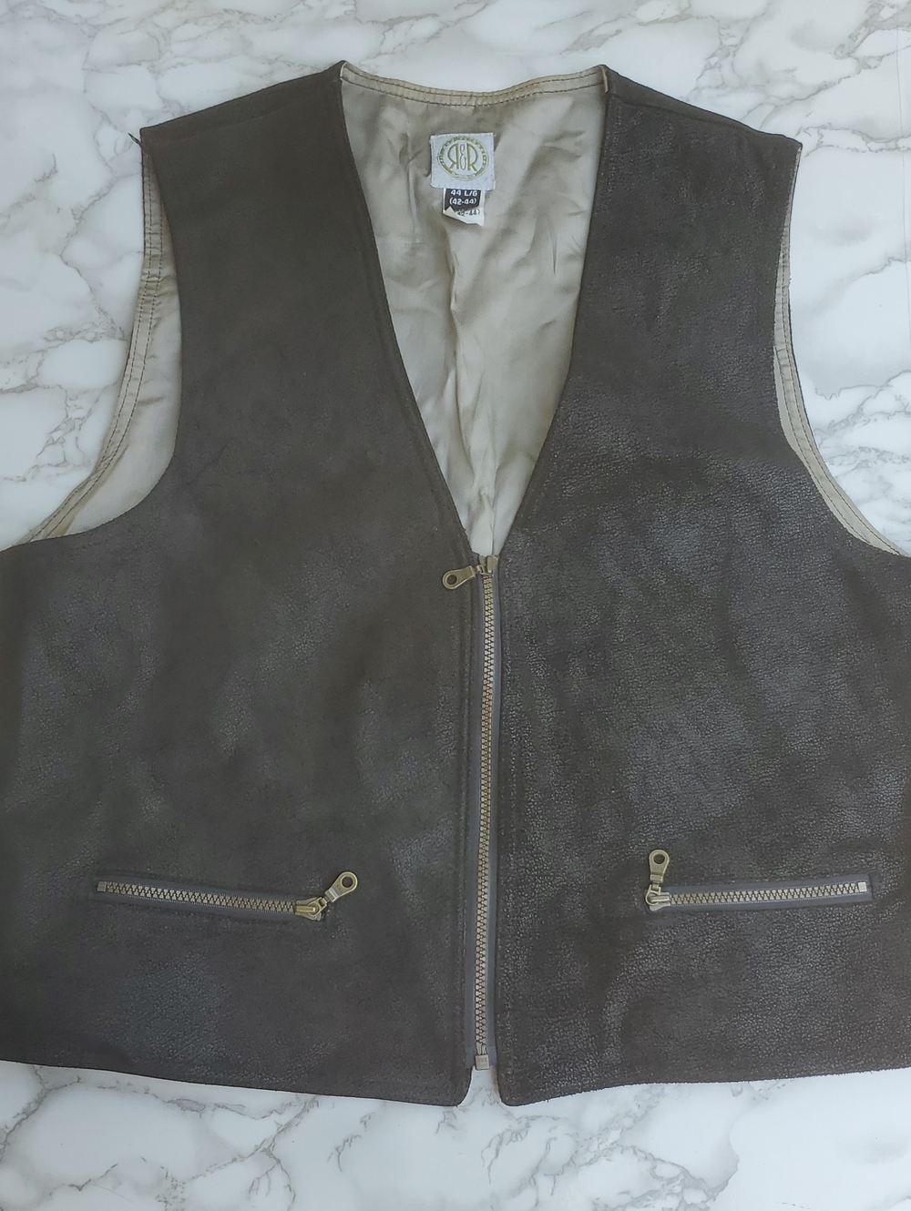 Vintage R&R Rest & Relaxation Genuine Suede Leather Vest - Black - SZ L (42-44)